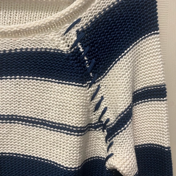 Paige womens xs navy and white nautical striped knitted sweater - Picture 3 of 5